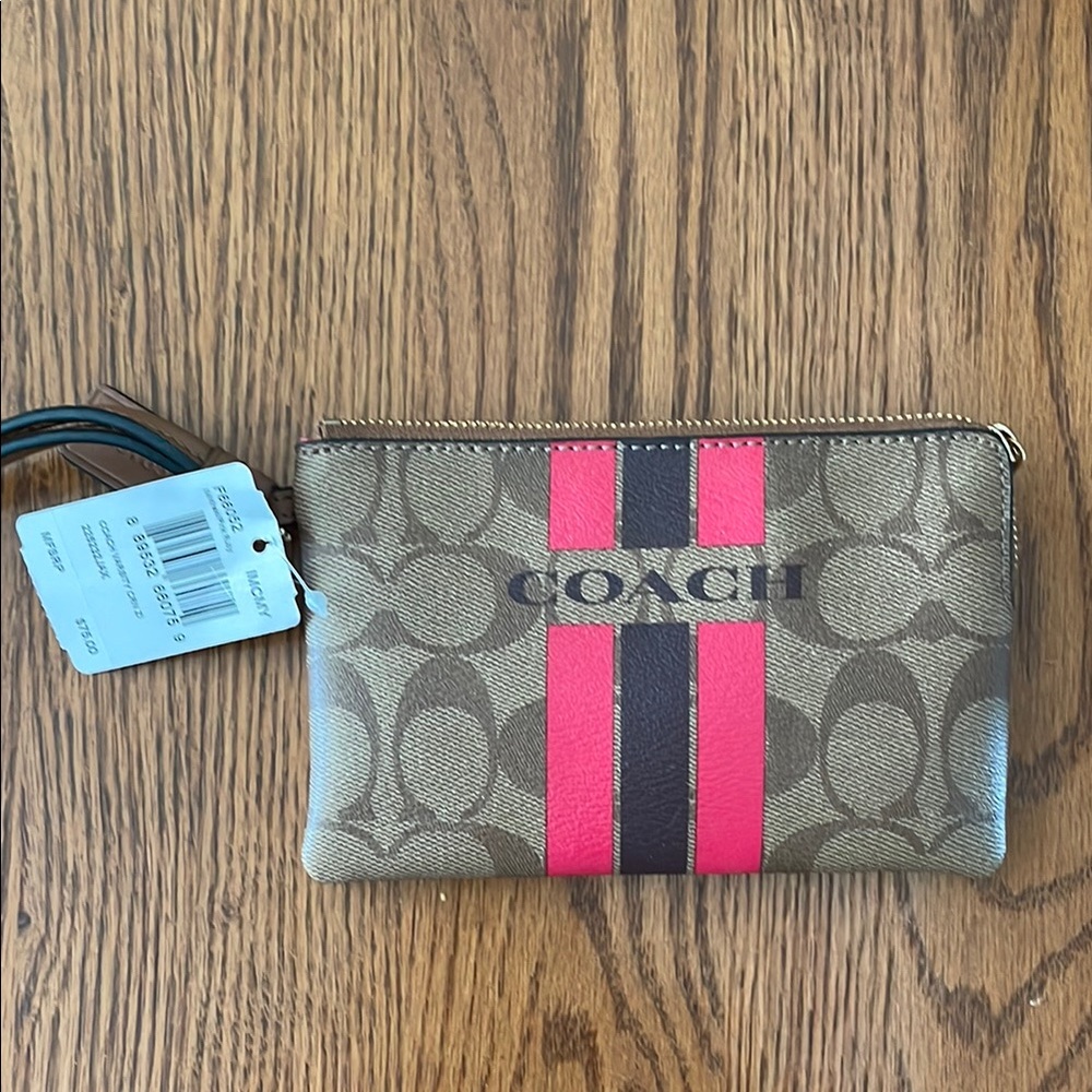 Coach Wristlet with Pink and Brown Accents-NEW